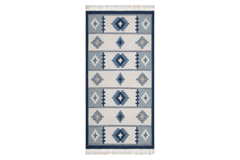 Arvika Ullteppe 80x200 cm Rektangulær - Blå - Tekstiler & tepper - Teppe & matte - Moderne matte - Ullteppe