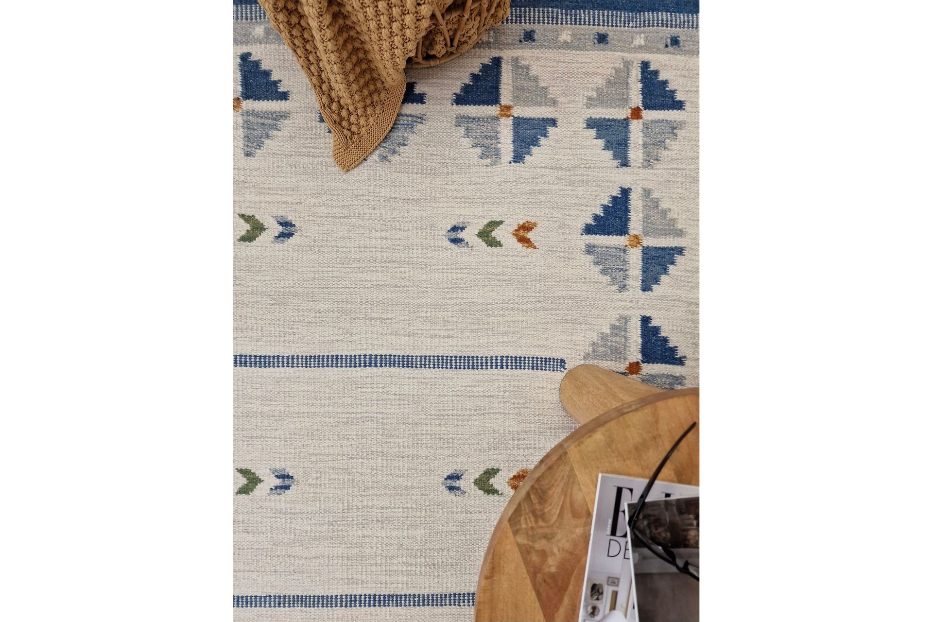 Avesta Ullteppe 140x200 cm Rektangulær - Blå - Tekstiler & tepper - Teppe & matte - Moderne matte - Ullteppe