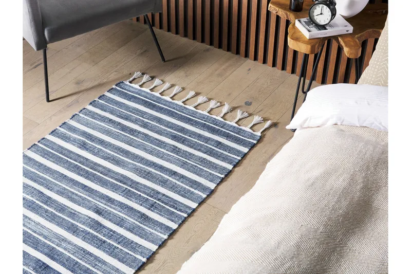 Bademli Ryeteppe 80x150 cm - Blå - Tekstiler & tepper - Teppe & matte - Små tepper