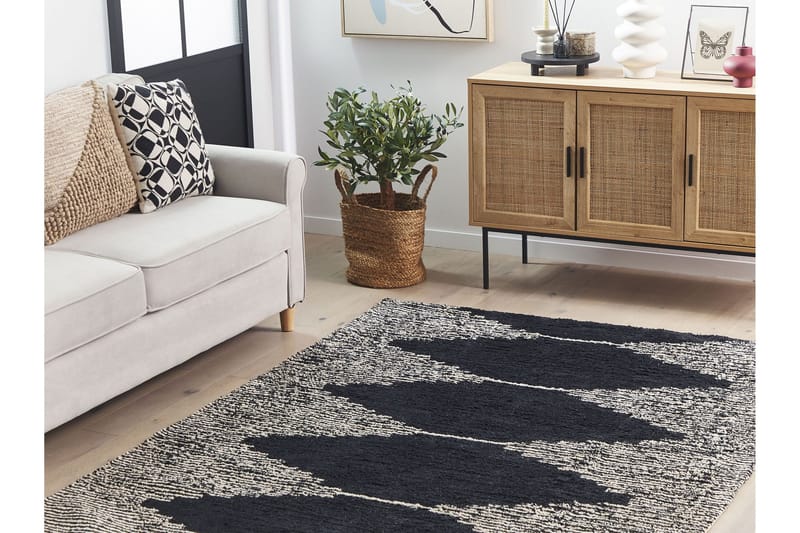 Bathinda Ryeteppe 140x200 cm - Svart/hvit - Tekstiler & tepper - Teppe & matte - Moderne matte - Bomullsmatter