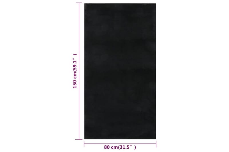 beBasic Vaskbart teppe mykt shaggy 80x150 cm sklisikkert svart - Svart - Friezematte - Wiltontepper