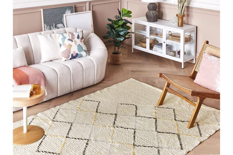 Beige Bomullsteppe 160x230 cm - Beige - Tekstiler & tepper - Teppe & matte - Moderne matte - Bomullsmatter