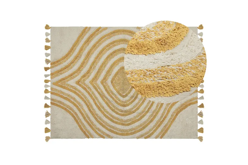 Bingol Ryeteppe 160x230 cm - Gul - Tekstiler & tepper - Teppe & matte - Moderne matte - Ryetepper