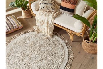 Bitlis Ryeteppe 140 cm Rund - Beige - Tekstiler & tepper - Teppe & matte - Moderne matte - Ryetepper