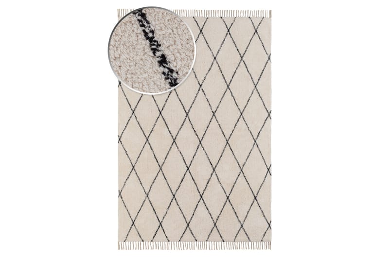 Bomullsmatte Berber Sevilla 160x230 cm - Hvit/svart - Små tepper - Bomullsmatter