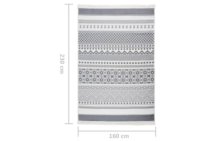 Teppe grå og hvit 160x230 cm bomull - Grå - Bomullsmatter