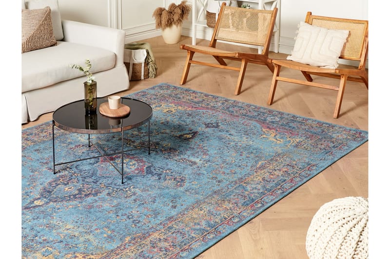 Bomullsteppe Kansu 200x300 cm - Blå - Tekstiler & tepper - Teppe & matte - Moderne matte - Bomullsmatter