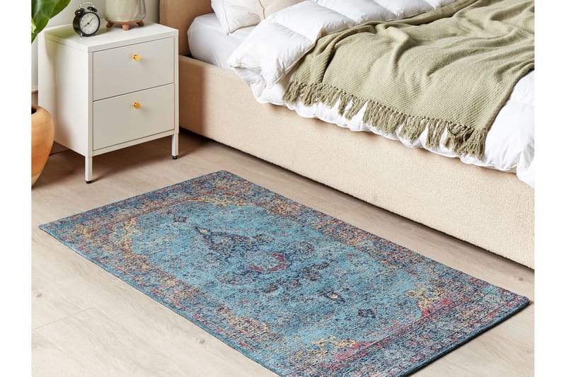 Bomullsteppe Kansu 80x150 cm - Blå - Tekstiler & tepper - Teppe & matte - Moderne matte - Bomullsmatter