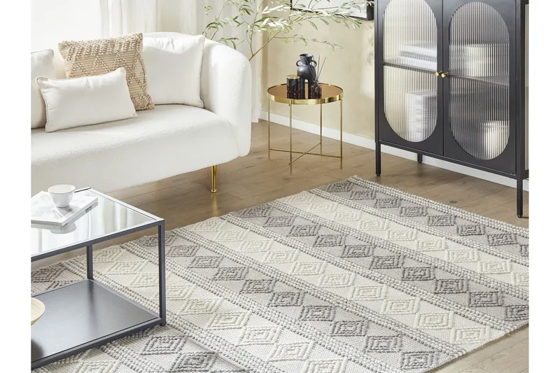 Bozova Ullteppe 200x200 cm - Beige - Tekstiler & tepper - Teppe & matte - Moderne matte - Ullteppe