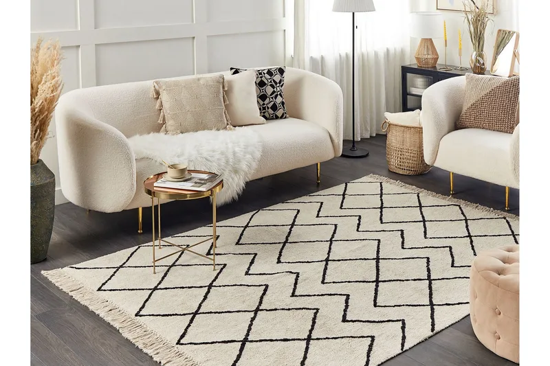 Eldes Ryeteppe 160x230 cm - Beige - Tekstiler & tepper - Teppe & matte - Moderne matte - Bomullsmatter