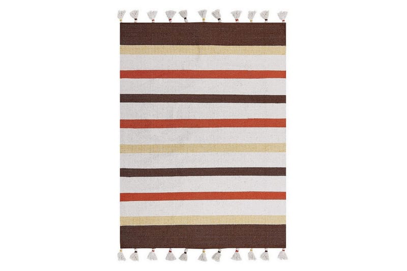 Flatvevd Hisarli, Brun, gul, oransje, beige, 140x200 cm