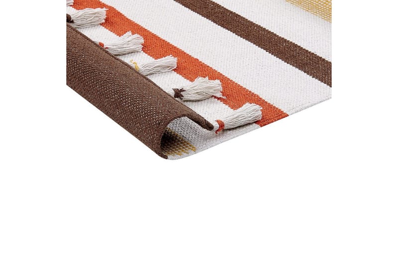 Flatvevd Hisarli - Brun, gul, oransje, beige, 140x200 cm - Tekstiler & tepper - Teppe & matte - Moderne matte - Bomullsmatter