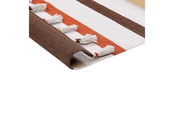Flatvevd Hisarli - Brun, gul, oransje, beige, 160x230 cm - Tekstiler & tepper - Teppe & matte - Moderne matte - Bomullsmatter
