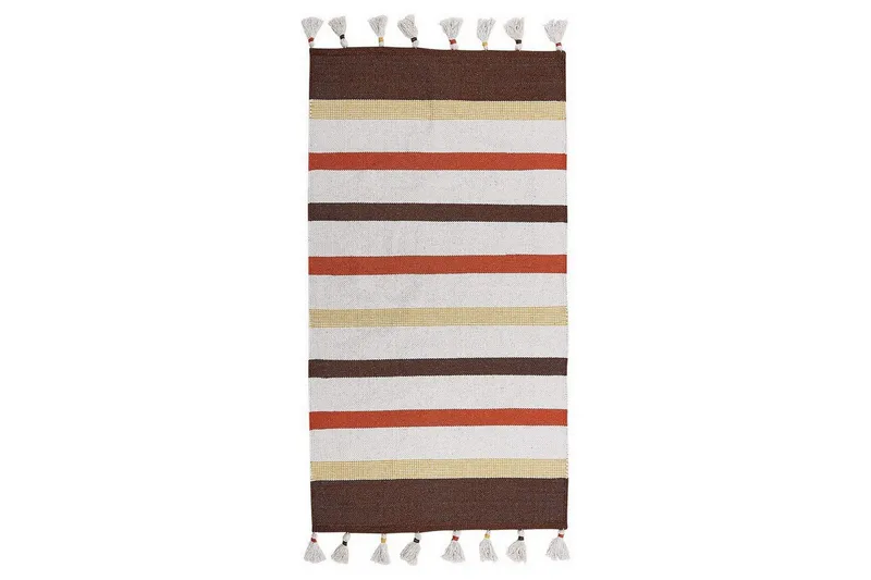 Flatvevd Hisarli, Brun, gul, oransje, beige, 80x150 cm