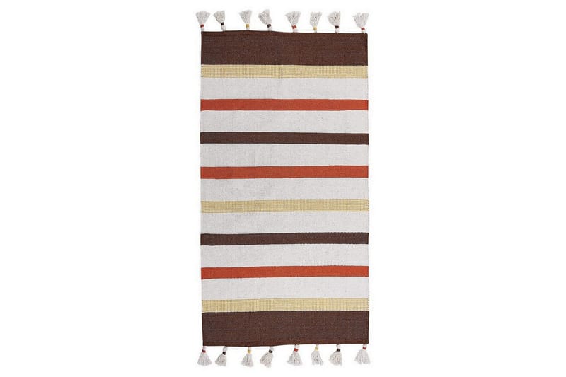 Flatvevd Hisarli, Brun, gul, oransje, beige, 80x150 cm