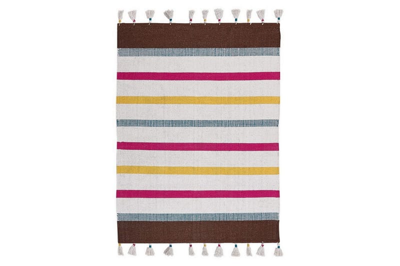 Flatvevd Hisarli, Flerfarget, hvit, brun, blå, oransje, 140x200 cm