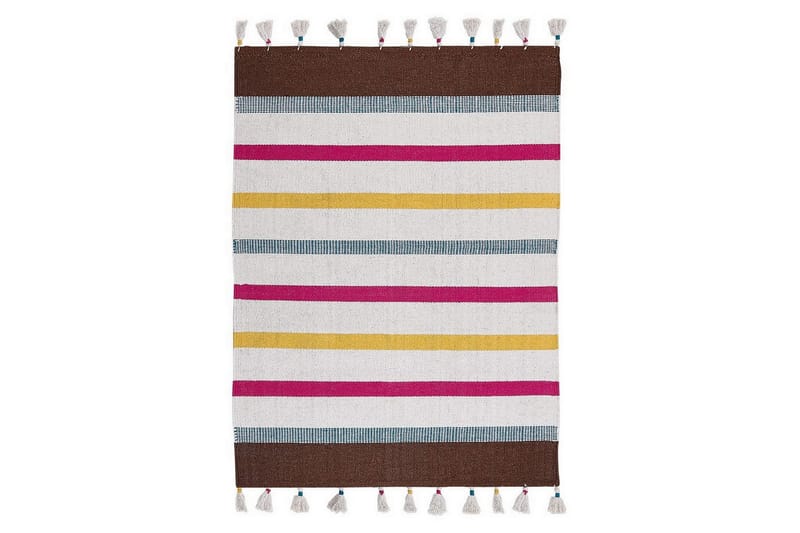 Flatvevd Hisarli, Flerfarget, hvit, brun, blå, oransje, 140x200 cm