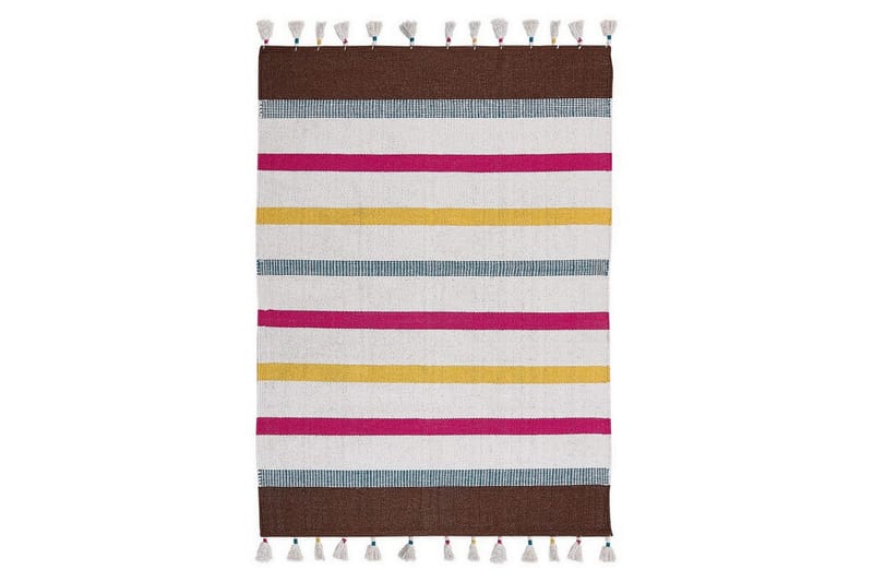 Flatvevd Hisarli - Flerfarget, hvit, brun, blå, oransje, 160x230 cm - Tekstiler & tepper - Teppe & matte - Moderne matte - Bomullsmatter