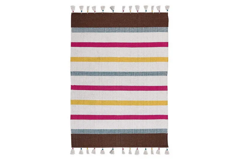 Flatvevd Hisarli, Flerfarget, hvit, brun, blå, oransje, 160x230 cm