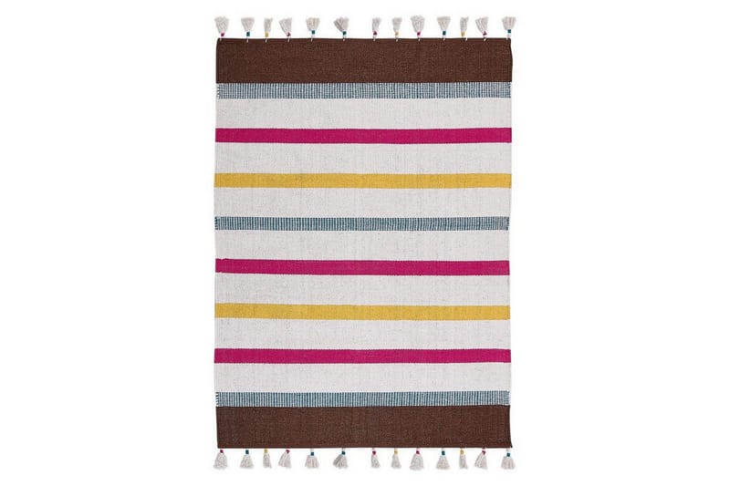 Flatvevd Hisarli, Flerfarget, hvit, brun, blå, oransje, 160x230 cm