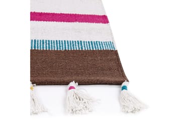 Flatvevd Hisarli - Flerfarget, hvit, brun, blå, oransje, 80x150 cm - Tekstiler & tepper - Teppe & matte - Moderne matte - Bomullsmatter