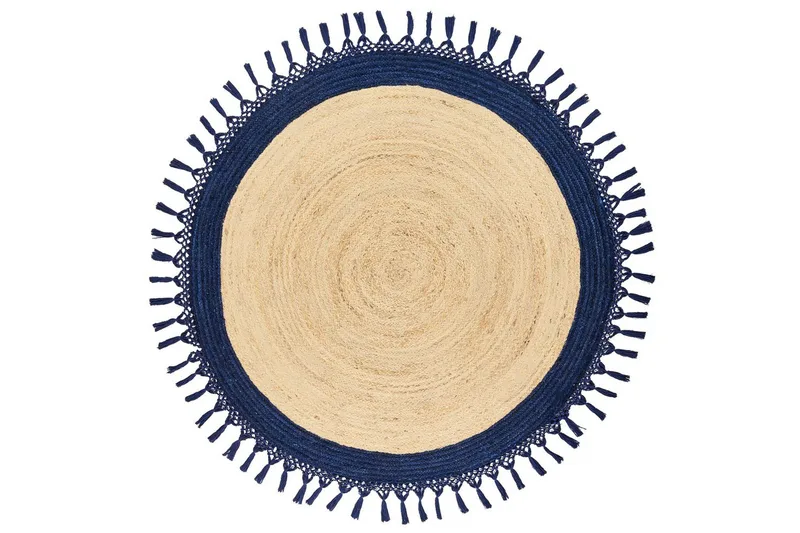 Flatvevd Marts, Beige, Blå, 140x140 cm