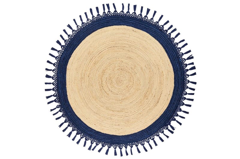 Flatvevd Marts, Beige, Blå, 140x140 cm