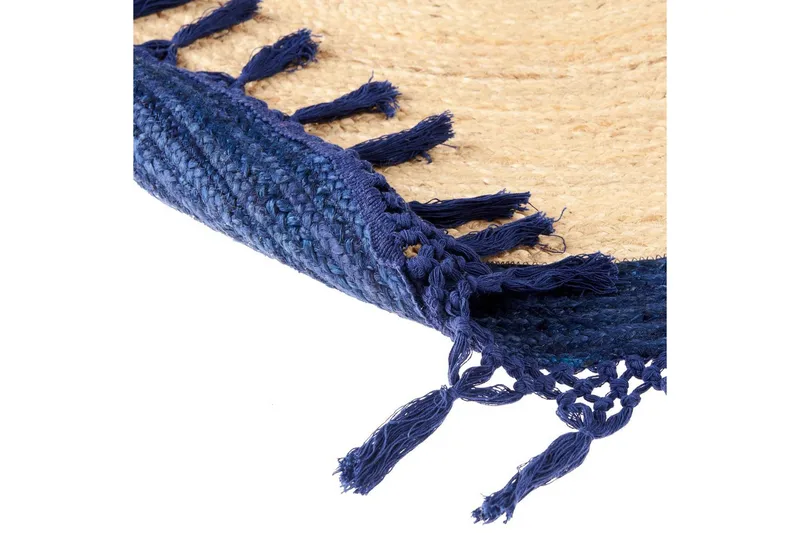 Flatvevd Marts - Beige, Blå, 140x140 cm - Tekstiler & tepper - Teppe & matte - Moderne matte - Jutematter & hampematter