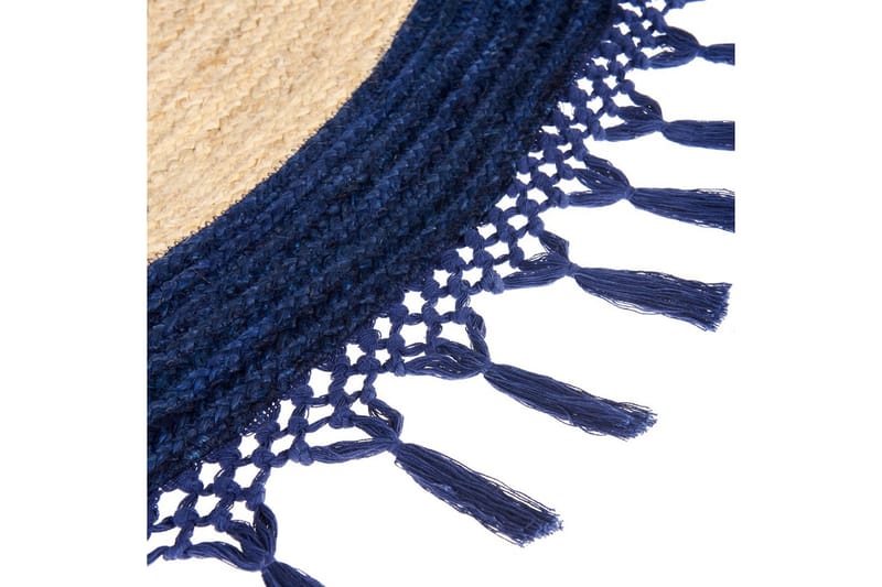 Flatvevd Marts - Beige, Blå, 140x140 cm - Tekstiler & tepper - Teppe & matte - Moderne matte - Jutematter & hampematter