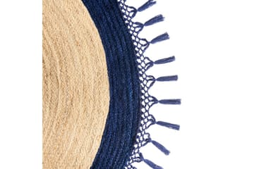 Flatvevd Marts - Beige, Blå, 200x200 cm - Tekstiler & tepper - Teppe & matte - Moderne matte - Jutematter & hampematter