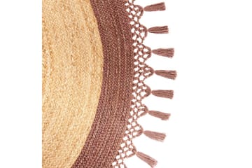 Flatvevd Marts - Beige, Brun, 140x140 cm - Tekstiler & tepper - Teppe & matte - Moderne matte - Jutematter & hampematter