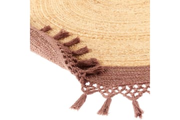 Flatvevd Marts - Beige, Brun, 140x140 cm - Tekstiler & tepper - Teppe & matte - Moderne matte - Jutematter & hampematter