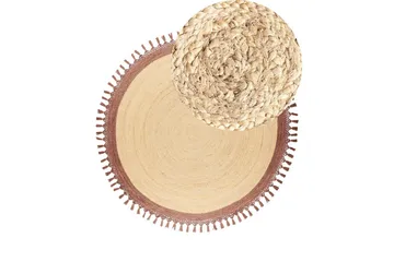 Flatvevd Marts - Beige, Brun, 200x200 cm - Tekstiler & tepper - Teppe & matte - Moderne matte - Jutematter & hampematter