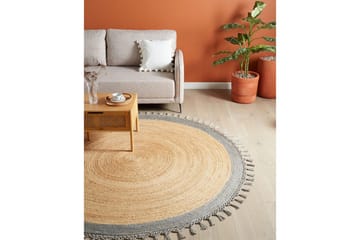 Flatvevd Marts - Beige, Grå, 200x200 cm - Tekstiler & tepper - Teppe & matte - Moderne matte - Jutematter & hampematter