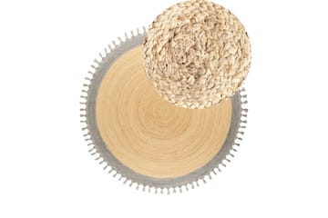 Flatvevd Marts - Beige, Grå, 200x200 cm - Tekstiler & tepper - Teppe & matte - Moderne matte - Jutematter & hampematter