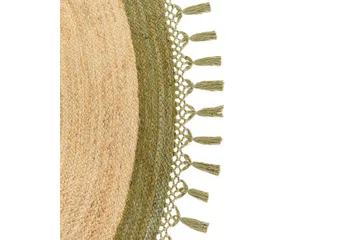 Flatvevd Marts - Beige, Grønn, 200x200 cm - Tekstiler & tepper - Teppe & matte - Moderne matte - Jutematter & hampematter