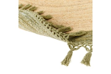 Flatvevd Marts - Beige, Grønn, 200x200 cm - Tekstiler & tepper - Teppe & matte - Moderne matte - Jutematter & hampematter