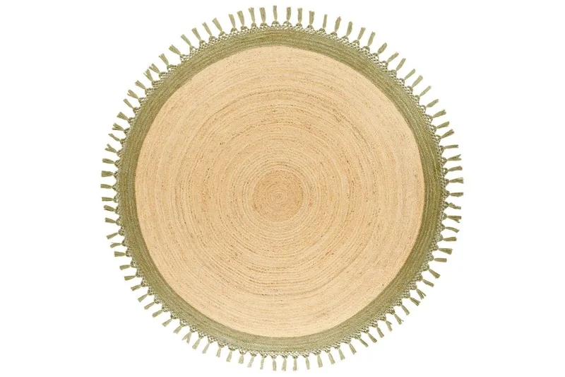 Flatvevd Marts, Beige, Grønn, 200x200 cm