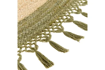Flatvevd Marts - Beige, Grønn, 200x200 cm - Tekstiler & tepper - Teppe & matte - Moderne matte - Jutematter & hampematter