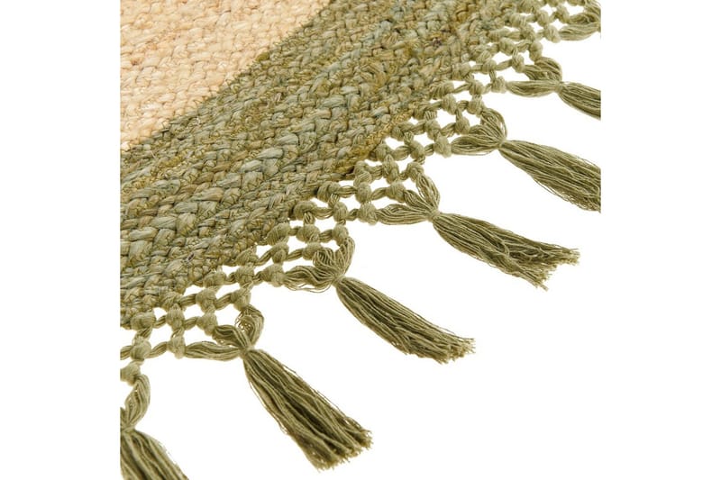 Flatvevd Marts - Beige, Grønn, 200x200 cm - Tekstiler & tepper - Teppe & matte - Moderne matte - Jutematter & hampematter