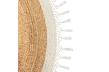 Flatvevd Marts - Beige, hvit, 200x200 cm - Tekstiler & tepper - Teppe & matte - Moderne matte - Jutematter & hampematter