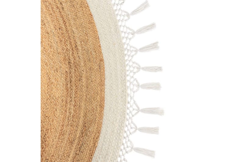 Flatvevd Marts - Beige, hvit, 200x200 cm - Tekstiler & tepper - Teppe & matte - Moderne matte - Jutematter & hampematter