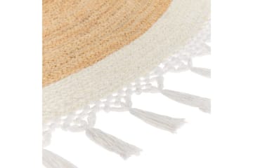 Flatvevd Marts - Beige, hvit, 200x200 cm - Tekstiler & tepper - Teppe & matte - Moderne matte - Jutematter & hampematter
