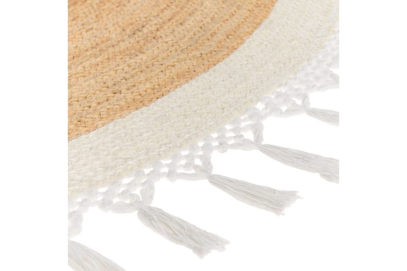 Flatvevd Marts - Beige, hvit, 200x200 cm - Tekstiler & tepper - Teppe & matte - Moderne matte - Jutematter & hampematter