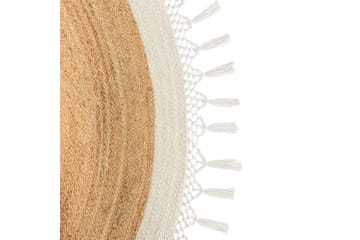 Flatvevd Marts - Beige, hvit, 200x200 cm - Tekstiler & tepper - Teppe & matte - Moderne matte - Jutematter & hampematter