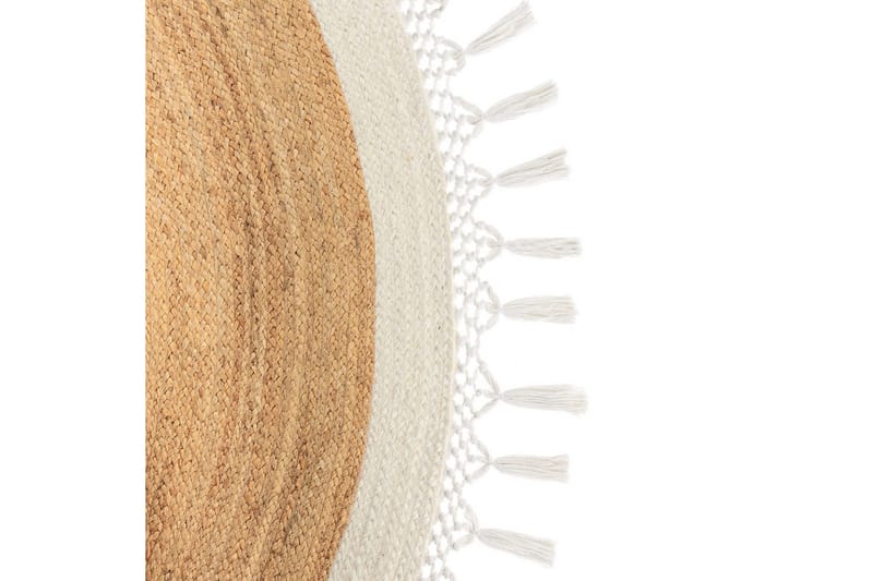 Flatvevd Marts - Beige, hvit, 200x200 cm - Tekstiler & tepper - Teppe & matte - Moderne matte - Jutematter & hampematter
