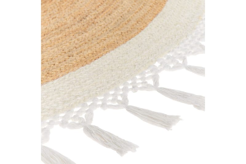 Flatvevd Marts - Beige, hvit, 200x200 cm - Tekstiler & tepper - Teppe & matte - Moderne matte - Jutematter & hampematter