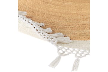 Flatvevd Marts - Beige, hvit, 200x200 cm - Tekstiler & tepper - Teppe & matte - Moderne matte - Jutematter & hampematter