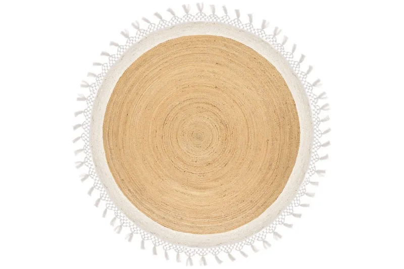 Flatvevd Marts, Beige, hvit, 200x200 cm