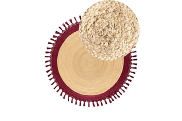 Flatvevd Marts - Beige, Rød, 140x140 cm - Tekstiler & tepper - Teppe & matte - Moderne matte - Jutematter & hampematter